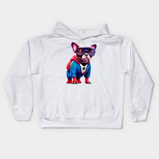 Super Frenchie: Red and Blue Hoodie Kids Hoodie